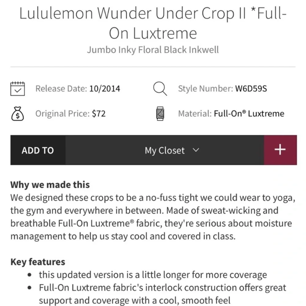 🍋Lululemon Inky Floral crop leggings - Picture 14 of 14